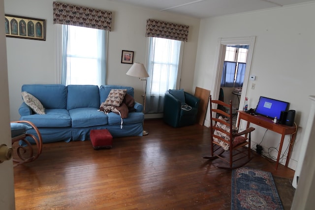 11 Green St, Winthrop, ME 04364 - living area featuring hardwood / wood-style floors and baseboard heating