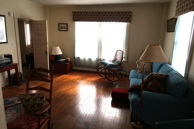 11 Green St, Winthrop, ME 04364 - living room with plenty of natural light, hardwood / wood-style floors, and baseboard heating
