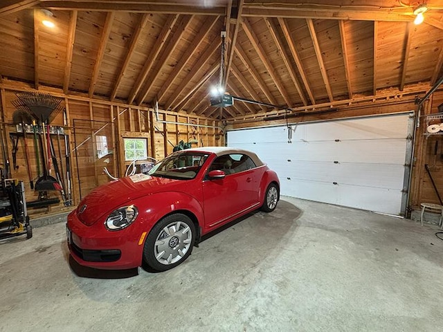 garage with a garage door opener