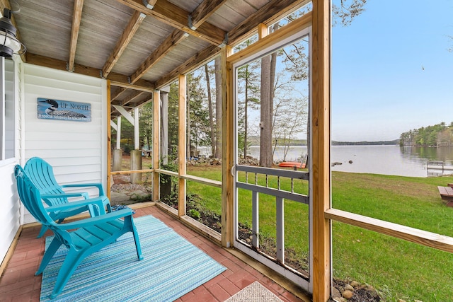 61 Beechwoods Rd, Oxford, ME 04270 - unfurnished sunroom with a water view