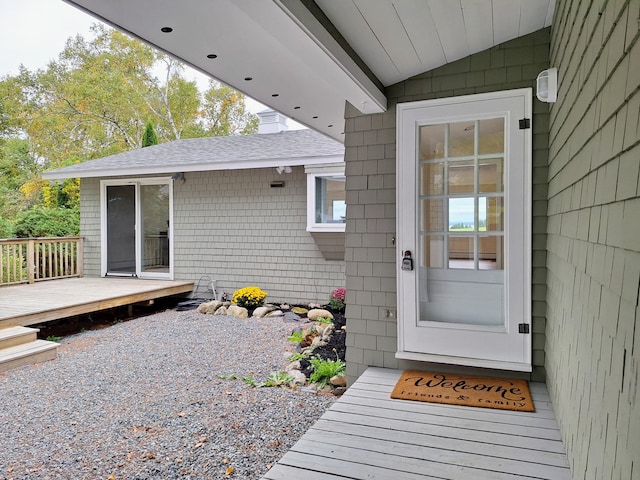 58 Back Shore Rd, Castine, ME 04421 - view of exterior entry with a deck