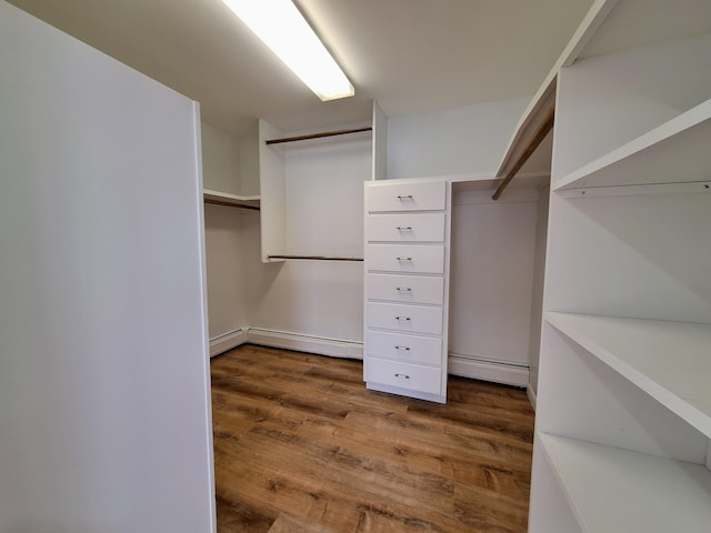 58 Back Shore Rd, Castine, ME 04421 - walk in closet with wood finished floors and a baseboard heating unit