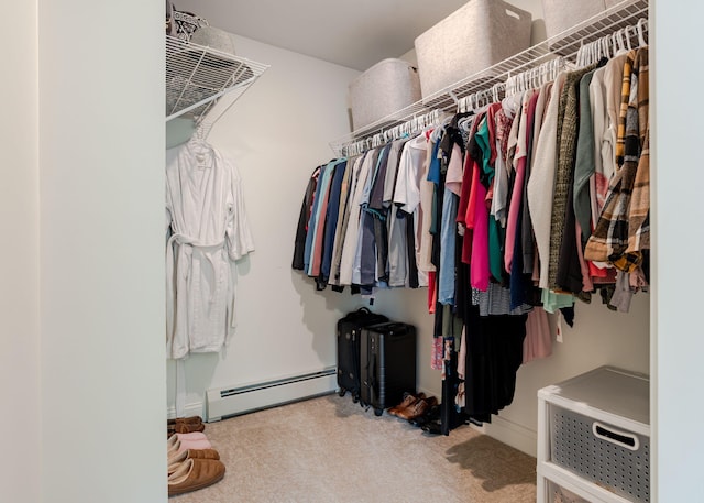 22 Lilac Ln, Gorham, ME 04038 - spacious closet featuring a baseboard heating unit and carpet flooring