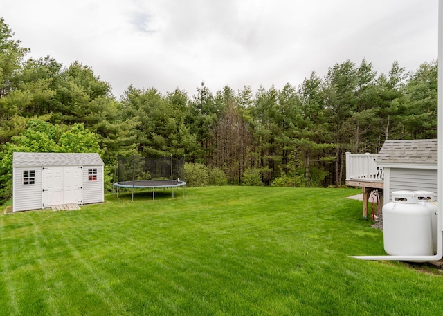 22 Lilac Ln, Gorham, ME 04038 - view of grassy yard featuring a trampoline and a view of trees