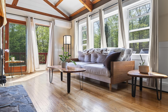 591 Eight Rod Rd, Augusta, ME 04330 - sunroom / solarium featuring a wall mounted air conditioner