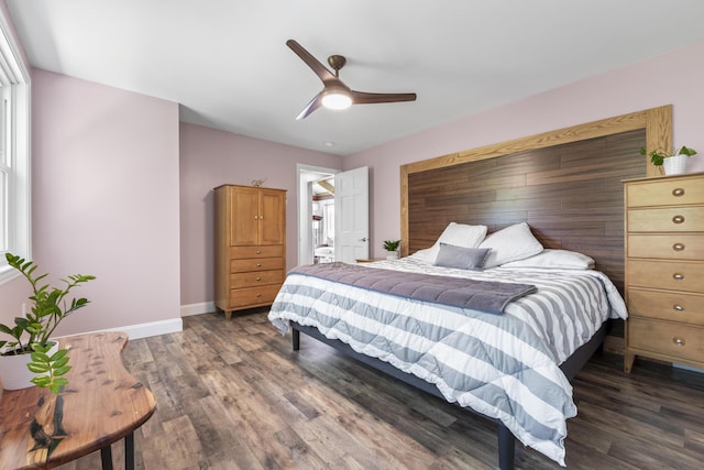 591 Eight Rod Rd, Augusta, ME 04330 - bedroom featuring wood finished floors, baseboards, and ceiling fan