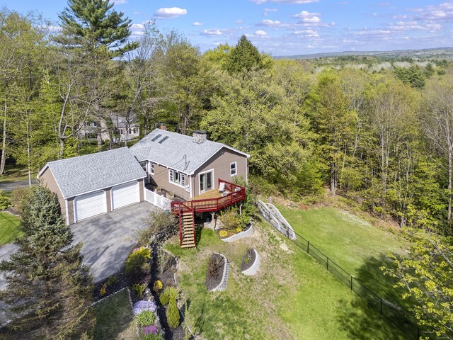 591 Eight Rod Rd, Augusta, ME 04330 - view from above of property with a heavily wooded area