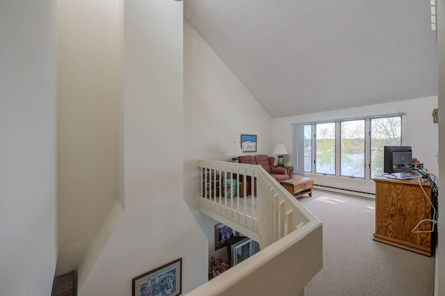 5 Goodridge Dr Unit 5, Naples, ME 04055 - bedroom with baseboard heating, lofted ceiling, and carpet flooring