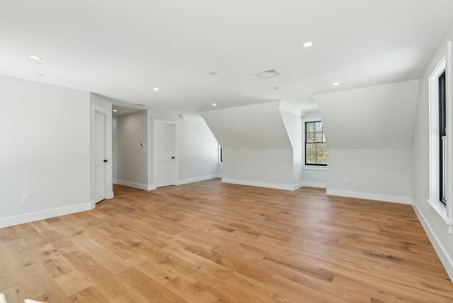 11 Acorn Ave, Kennebunkport, ME 04046 - bonus room with recessed lighting, light wood-type flooring, baseboards, and lofted ceiling