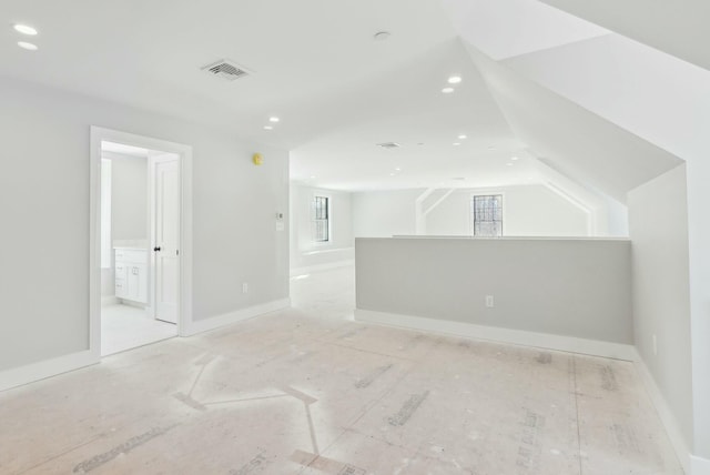 11 Acorn Ave, Kennebunkport, ME 04046 - bonus room with recessed lighting, lofted ceiling, and baseboards