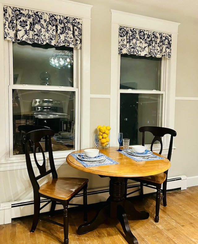 dining room with wood finished floors