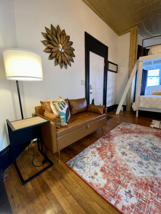living area featuring hardwood / wood-style flooring