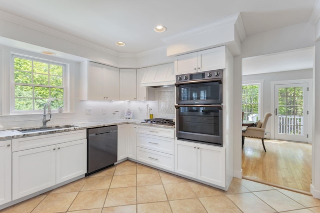 11 Oxford Rd, Windham, ME 04062 - kitchen with dishwasher, a sink, double oven, stainless steel gas stovetop, and light stone countertops