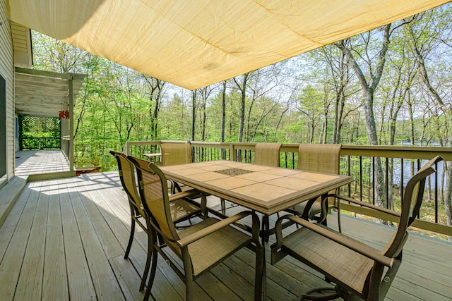 1 Mayflower Way, Norway, ME 04268 - wooden deck with outdoor dining space