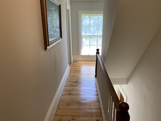 12 Old Rte 1, Searsport, ME 04974 - hall with light wood-style flooring, an upstairs landing, and baseboards