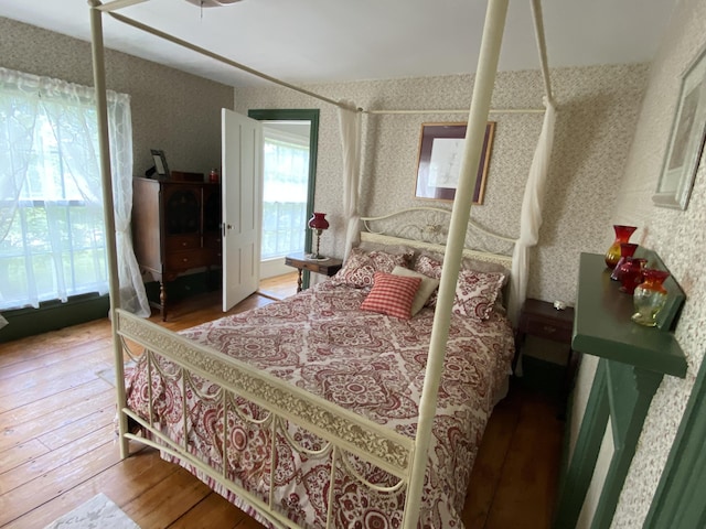12 Old Rte 1, Searsport, ME 04974 - bedroom featuring hardwood / wood-style floors and wallpapered walls