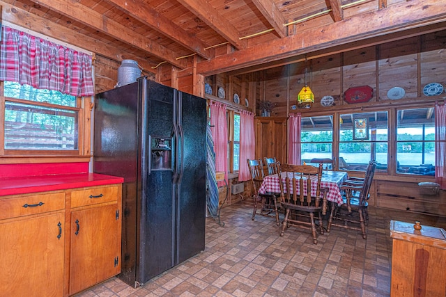 106 Shady Ln, Parsonsfield, ME 04047 - dining space featuring brick patterned flooring and wooden ceiling