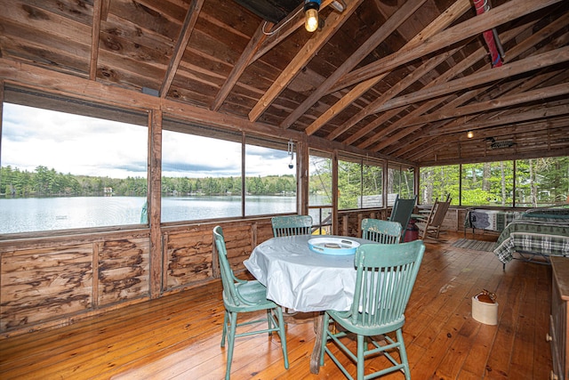 106 Shady Ln, Parsonsfield, ME 04047 - sunroom / solarium featuring vaulted ceiling and a water view