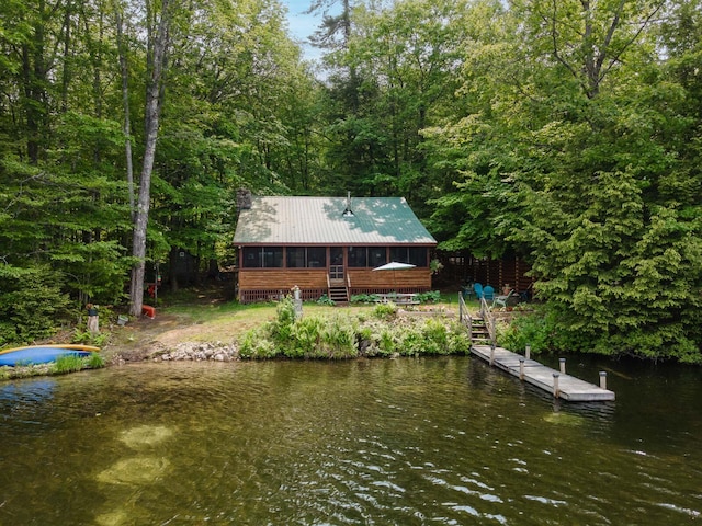 106 Shady Ln, Parsonsfield, ME 04047 - dock area with a water view, stairway, and a view of trees