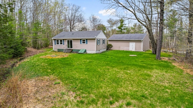 227 Forest Ave, Orono, ME 04473 - rear view of property with a chimney, a yard, and entry steps