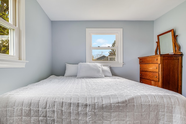 bedroom with multiple windows