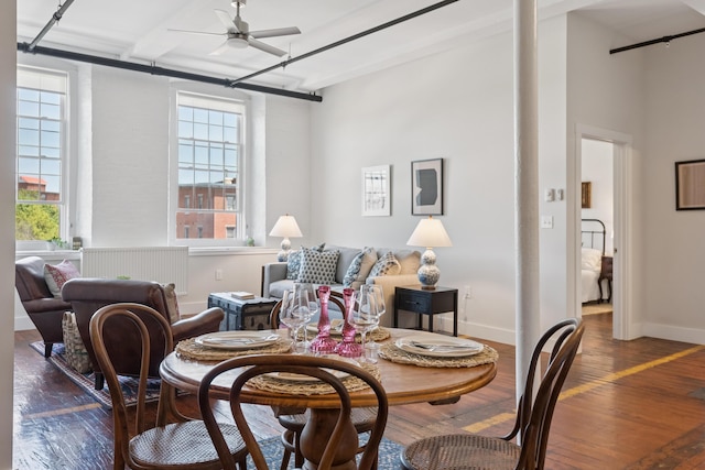 2 Main St Unit 17-410, Biddeford, ME 04005 - dining room with hardwood / wood-style flooring, ceiling fan, and baseboards