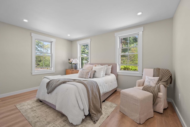 558 High St, West Gardiner, ME 04345 - bedroom with light wood-style floors, baseboards, and recessed lighting