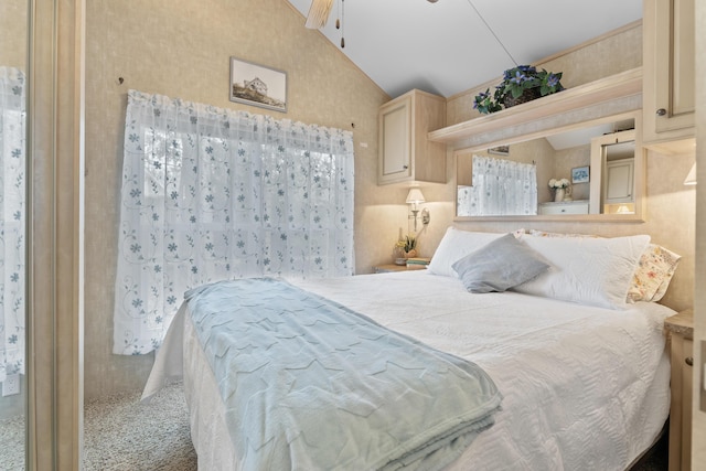 430 Post Rd Unit 139, Wells, ME 04090 - carpeted bedroom featuring lofted ceiling