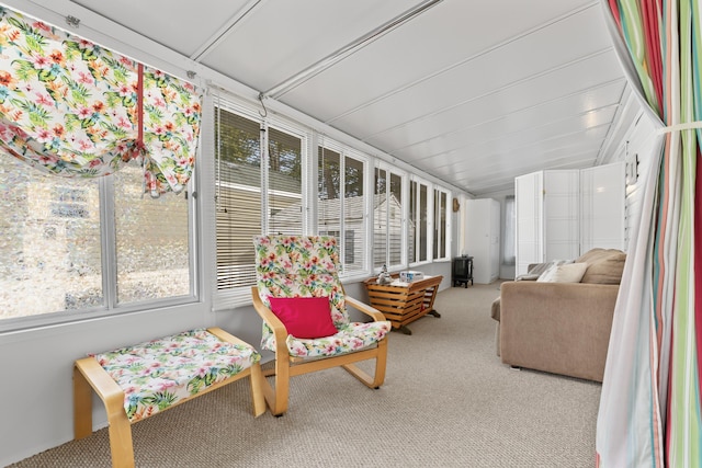 430 Post Rd Unit 139, Wells, ME 04090 - sunroom / solarium featuring carpet flooring and vaulted ceiling