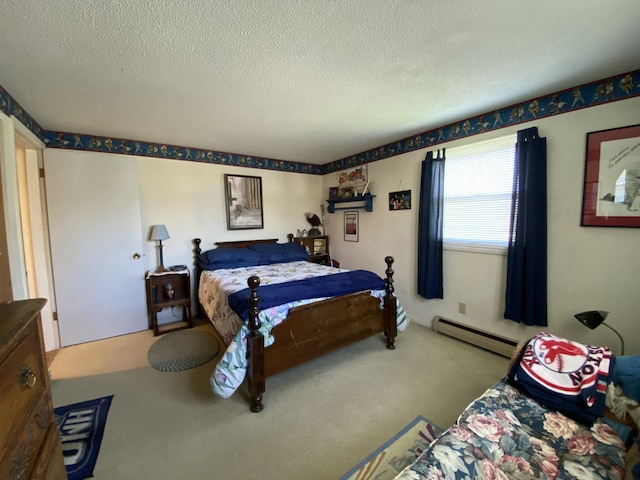 17 Canterbury Rd, Brewer, ME 04412 - carpeted bedroom featuring a baseboard radiator and a textured ceiling