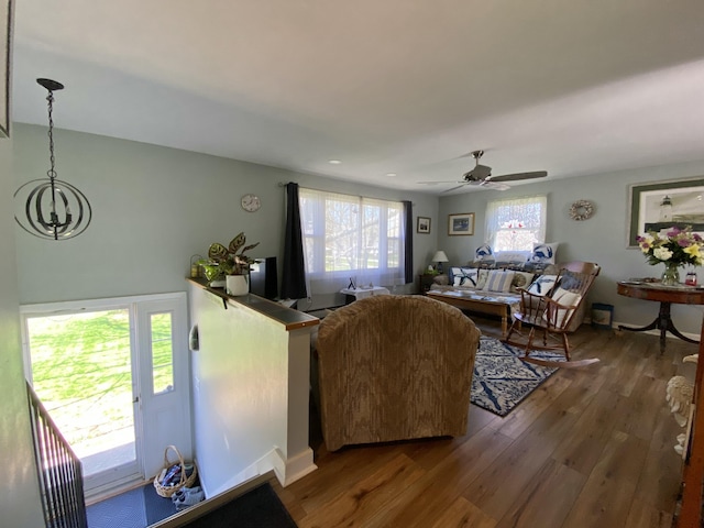 17 Canterbury Rd, Brewer, ME 04412 - living area with wood finished floors and a ceiling fan