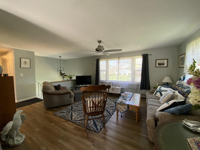 17 Canterbury Rd, Brewer, ME 04412 - living room featuring wood finished floors and ceiling fan