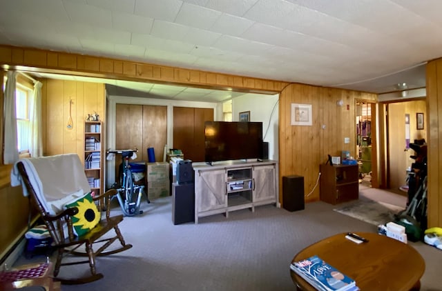 17 Canterbury Rd, Brewer, ME 04412 - living room with carpet floors and wood walls