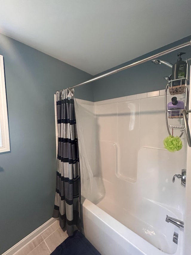 284 Roosevelt Trl, Windham, ME 04062 - bathroom featuring shower / bath combo and tile patterned flooring