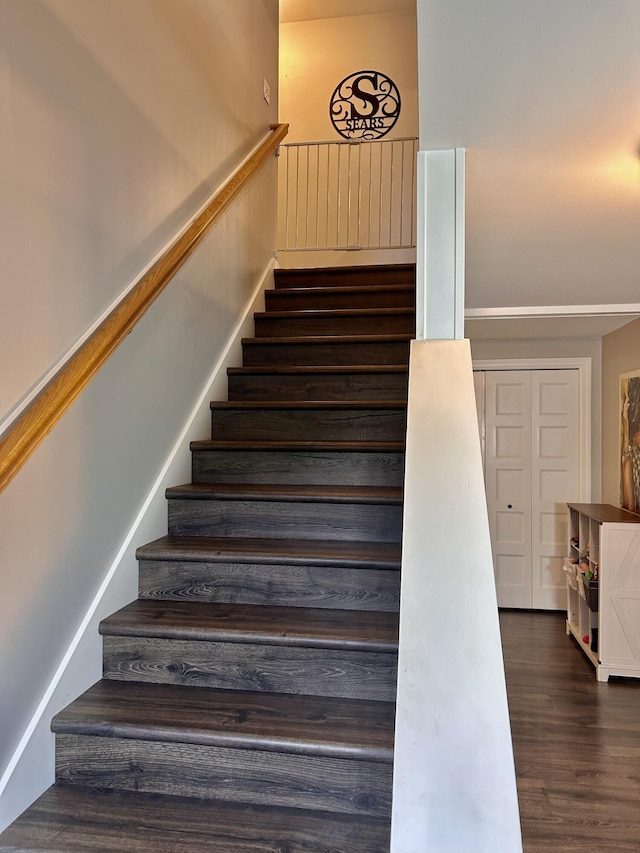 284 Roosevelt Trl, Windham, ME 04062 - stairway with wood finished floors and a wainscoted wall