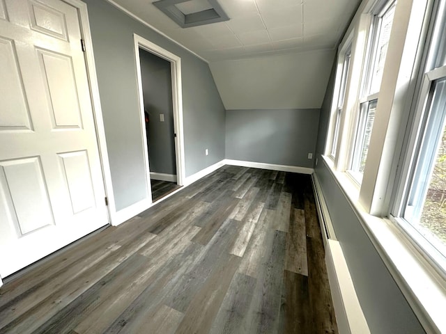 507 Waldo St, Rumford, ME 04276 - bonus room with dark wood-type flooring, baseboards, and vaulted ceiling