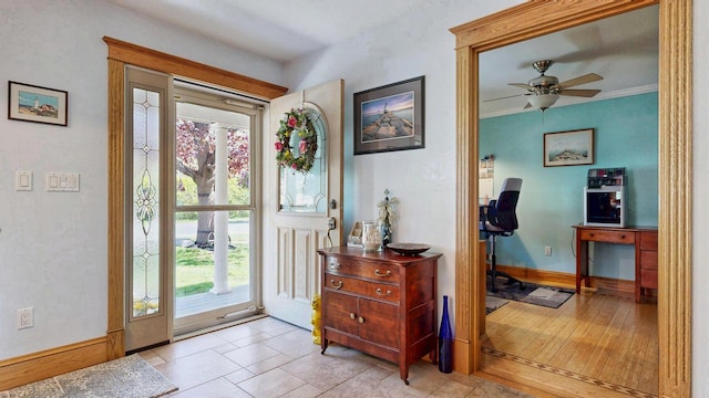 101 Parrott St, South Portland, ME 04106 - entrance foyer featuring a ceiling fan and baseboards