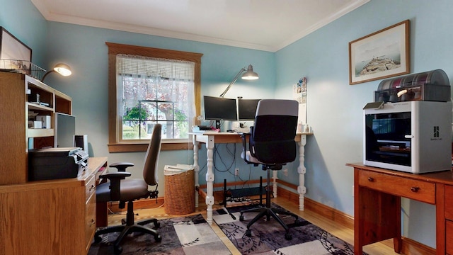 101 Parrott St, South Portland, ME 04106 - home office featuring wood finished floors, ornamental molding, and baseboards