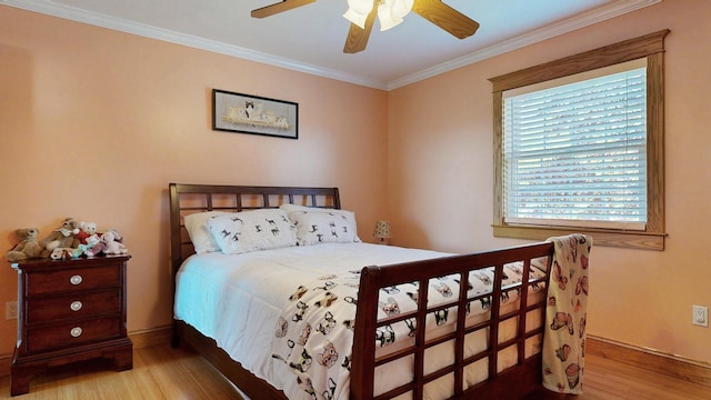 101 Parrott St, South Portland, ME 04106 - bedroom featuring wood finished floors, crown molding, baseboards, and a ceiling fan