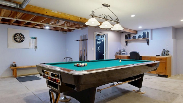 101 Parrott St, South Portland, ME 04106 - rec room featuring concrete floors, pool table, and recessed lighting