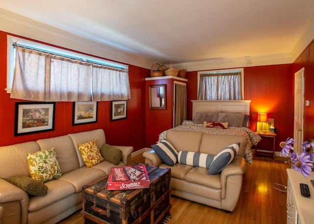 33 Latour St, Castine, ME 04421 - bedroom with hardwood / wood-style floors and wood walls
