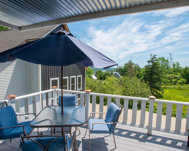 33 Latour St, Castine, ME 04421 - wooden terrace with outdoor dining space