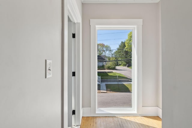 61 Granite St, Bath, ME 04530 - entryway with baseboards and wood finished floors