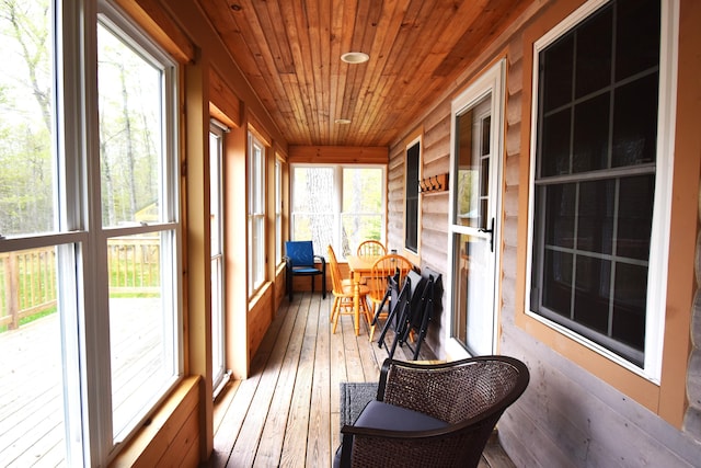 106 Shady Ln, Newport, ME 04953 - sunroom with wood ceiling and hardwood / wood-style floors