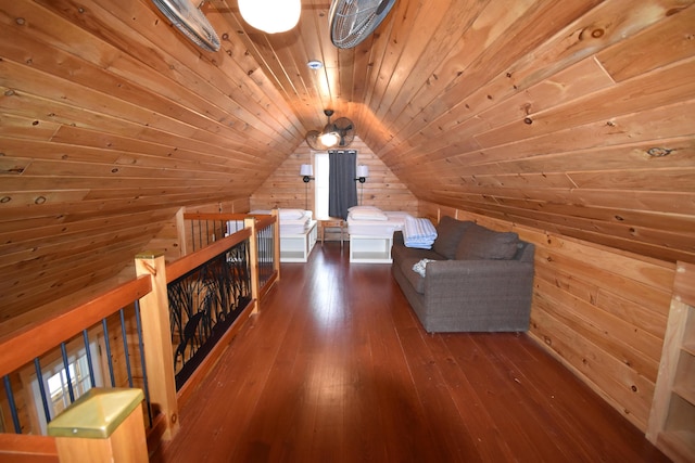 106 Shady Ln, Newport, ME 04953 - bonus room featuring wood walls, vaulted ceiling, hardwood / wood-style flooring, and wood ceiling