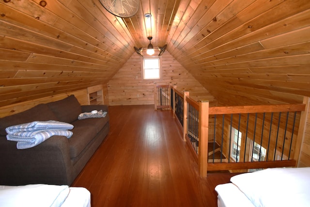 106 Shady Ln, Newport, ME 04953 - bonus room featuring wood ceiling, lofted ceiling, wooden walls, and hardwood / wood-style flooring