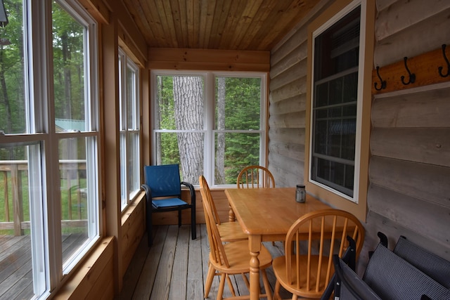106 Shady Ln, Newport, ME 04953 - sunroom featuring wooden ceiling, hardwood / wood-style floors, and wood walls