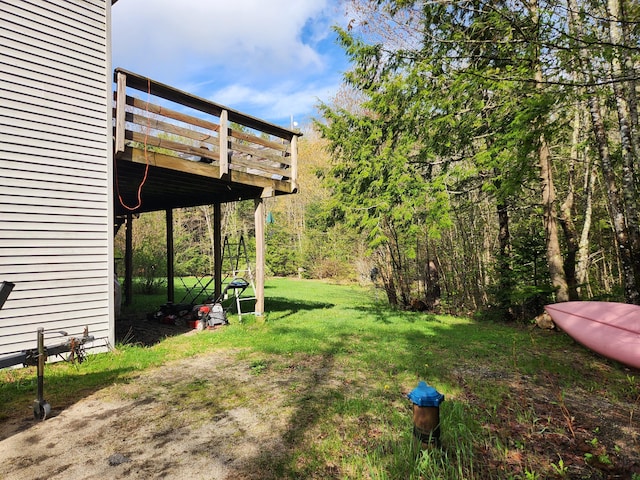 9 Hidden Dr, New Gloucester, ME 04260 - view of green lawn featuring a deck
