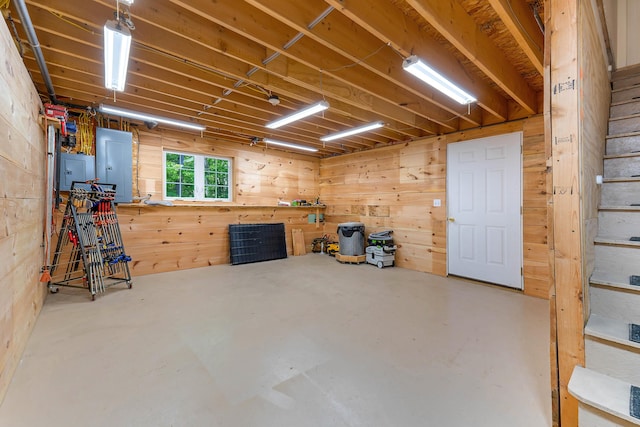400 Chopps Cross Rd, Woolwich, ME 04579 - below grade area with electric panel and wood walls
