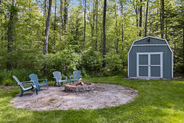 400 Chopps Cross Rd, Woolwich, ME 04579 - view of green lawn featuring a fire pit
